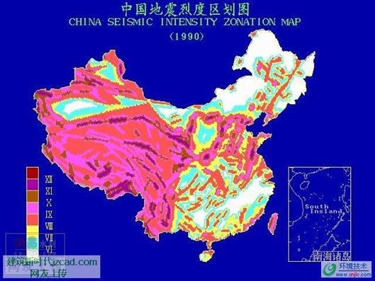 中国地震带烈度区划图和四川地震位置